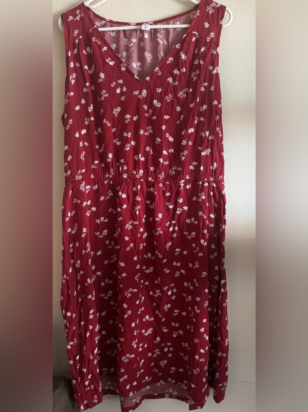 Old Navy XL Tall Red Floral V-Neck Midi Dress